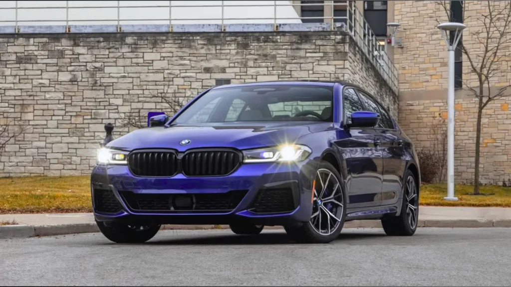 BMW 5 Series front view with bold grille design