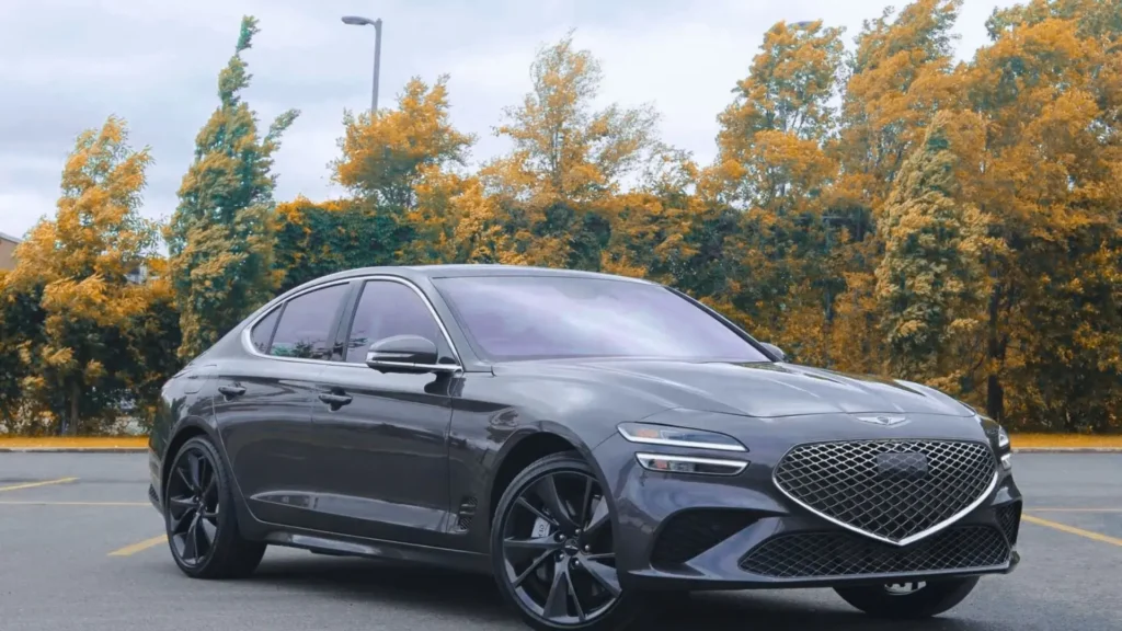 2024 Genesis G70 front grille and LED headlights