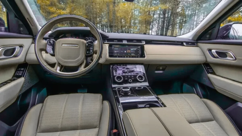 Luxury interior of Range Rover Velar SUV