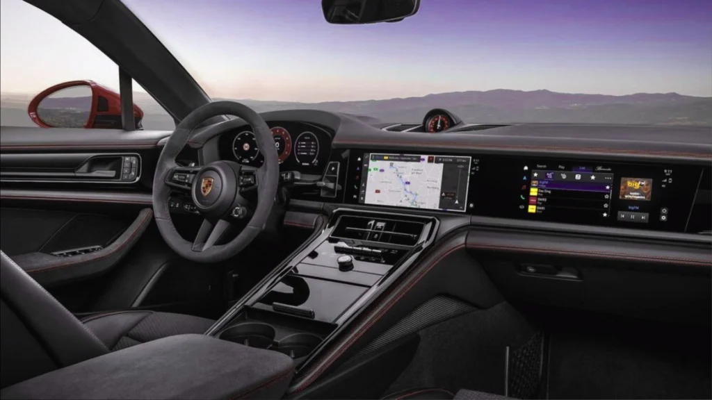 Luxury interior dashboard of Porsche Panamera