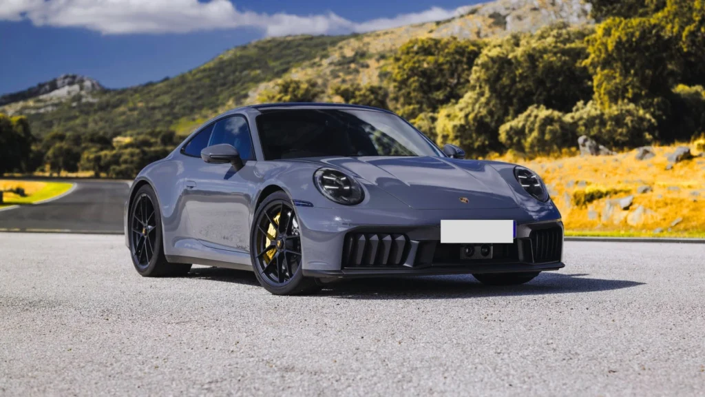 Front view of 2024 Porsche 911 with iconic headlights