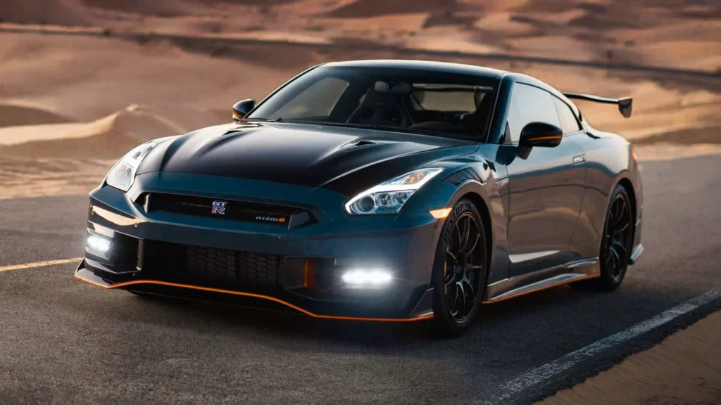 Front view of 2024 Nissan GT-R NISMO with carbon fiber accents