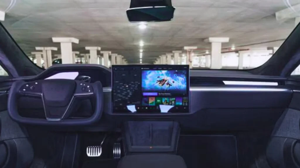 2024 Tesla Model S interior with minimalist dashboard and touchscreen
