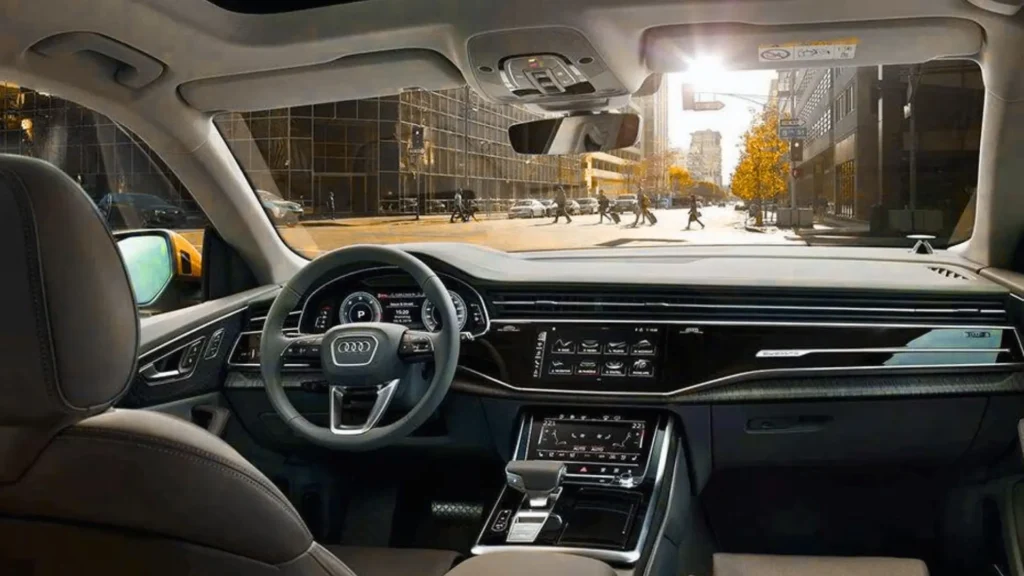 Audi Q8 digital dashboard with dual touchscreens