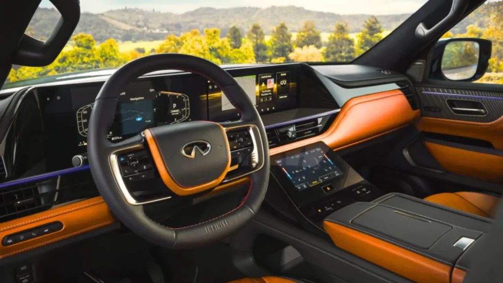 Infiniti QX80 interior with spacious luxury cabin