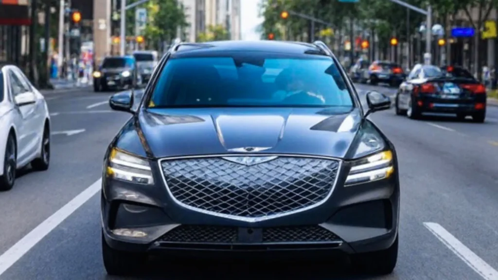 Front view of 2024 Genesis GV80 stylish grille