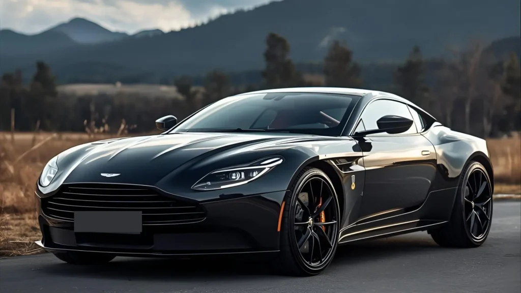 Side profile of Aston Martin DB12 elegant and powerful sports car