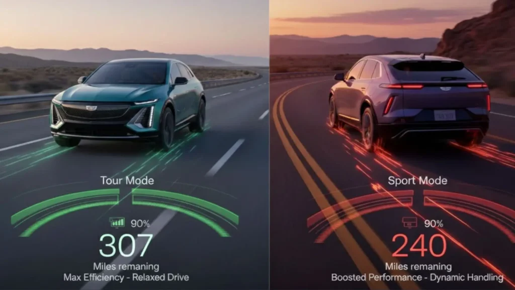 Cadillac Lyriq driving modes battery usage