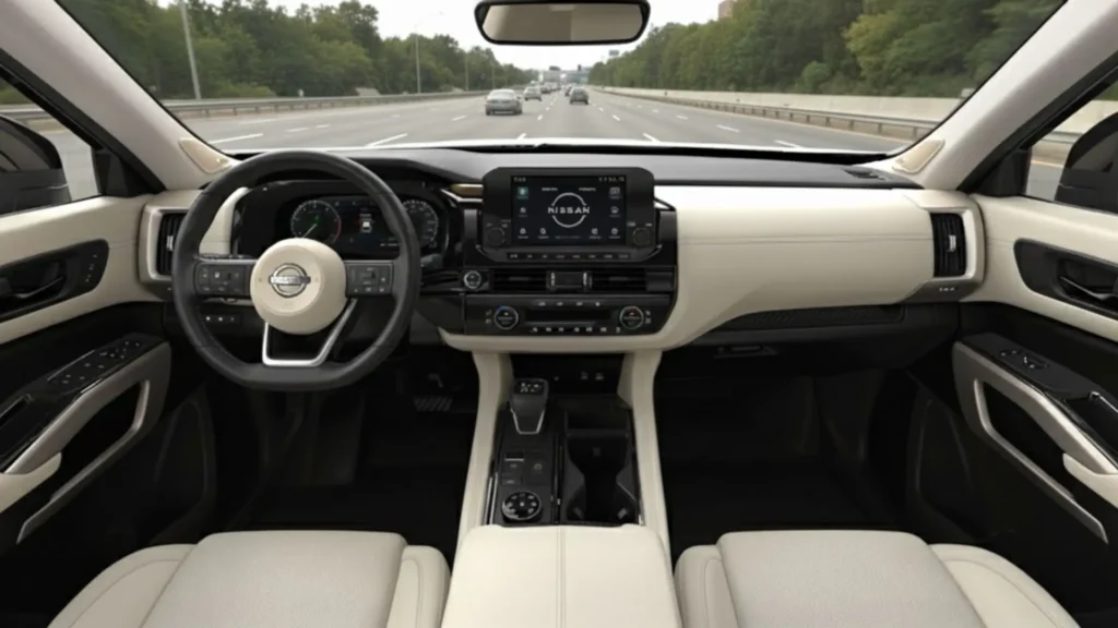 2024 Nissan Pathfinder interior dashboard with 12.3-inch touchscreen