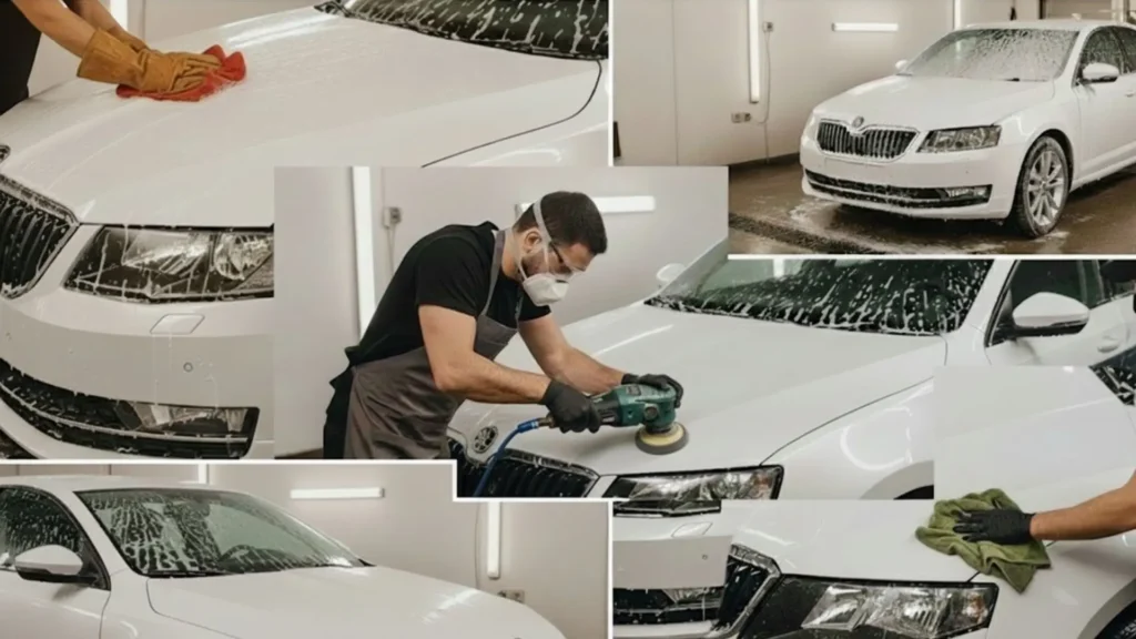 Exterior car detailing hand wash and wax
