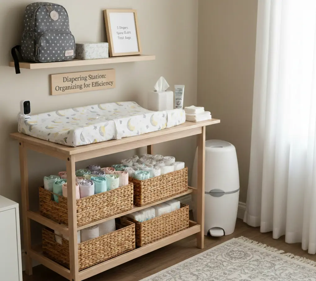 Diapering Station: Organizing for Efficiency for baby
